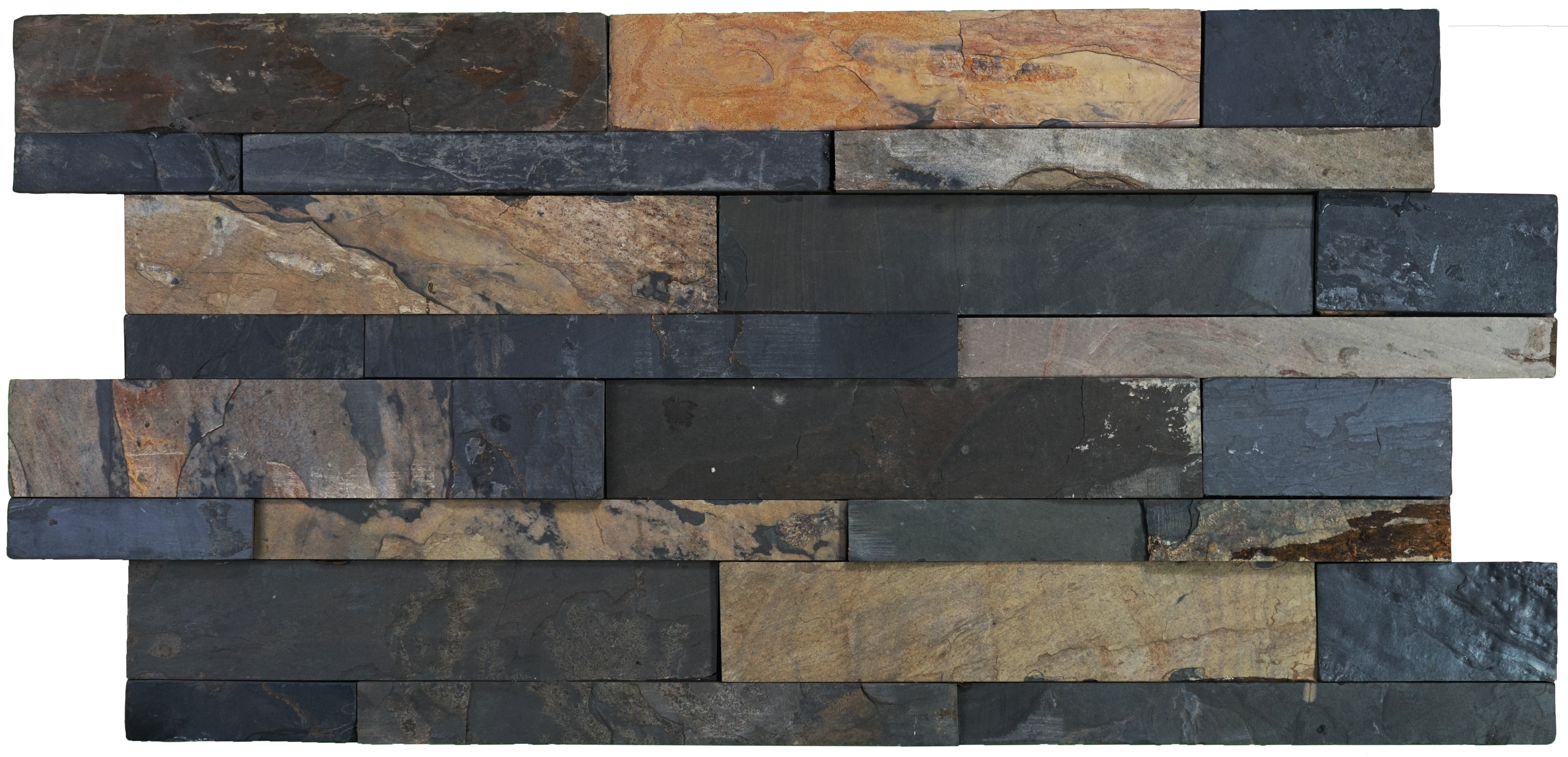 WL 00076 Antique Black 600 x 150 mm Natural Stone Wall Cladding |  Stone is a Natural Product, Please Expect Variation in Shades