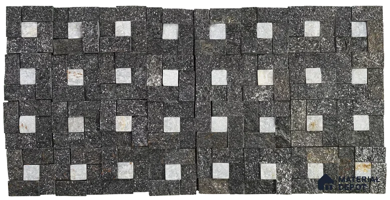 WL 00084 Black & White 300 x 300 mm Natural Stone Wall Cladding |  Stone is a Natural Product, Please Expect Variation in Shades
