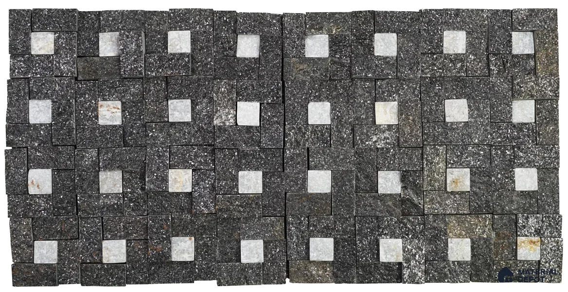 WL 00084 Black & White 300 x 300 mm Natural Stone Wall Cladding | Stone is a Natural Product, Please Expect Variation in Shades