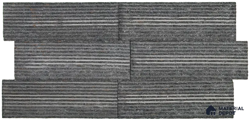 WL 00087 Carbon Black 100 x 300 mm Natural Stone Wall Cladding | 1 Sq. Ft. = 8 Pieces |  Stone is a Natural Product, Please Expect Variation in Shades