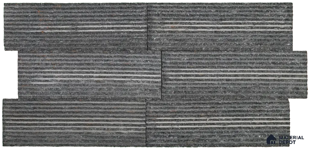 WL 00087 Carbon Black 100 x 300 mm Natural Stone Wall Cladding | 1 Sq. Ft. = 8 Pieces | Stone is a Natural Product, Please Expect Variation in Shades