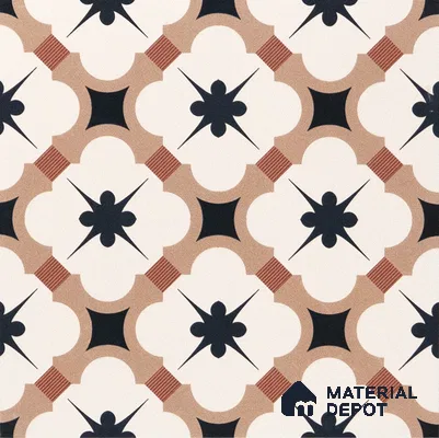 Moroccan Wall & Floor Tile TL 04932 Marrakech Starry Caramel 1 ft x 1 ft Ceramic Matte Finish - 9 mm | Suitable For Kitchen, Bathroom, Entryway | Please Expect a Slight Variation of Pattern