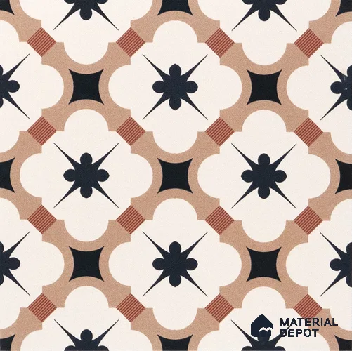 Moroccan Wall & Floor Tile TL 04932 Marrakech Starry Caramel 1 ft x 1 ft Ceramic Matte Finish - 9 mm | Suitable For Kitchen, Bathroom, Entryway | Please Expect a Slight Variation of Pattern