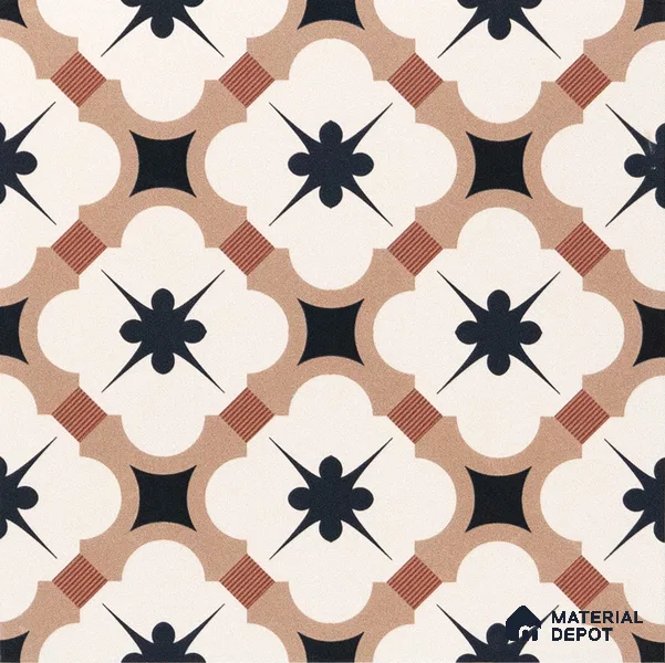 Moroccan Wall & Floor Tile TL 04932 Marrakech Starry Caramel 1 ft x 1 ft Ceramic Matte Finish - 9 mm | Suitable For Kitchen, Bathroom, Entryway | Please Expect a Slight Variation of Pattern