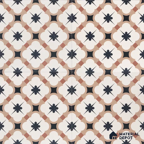 Moroccan Wall & Floor Tile TL 04932 Marrakech Starry Caramel 1 ft x 1 ft Ceramic Matte Finish - 9 mm | Suitable For Kitchen, Bathroom, Entryway | Please Expect a Slight Variation of Pattern