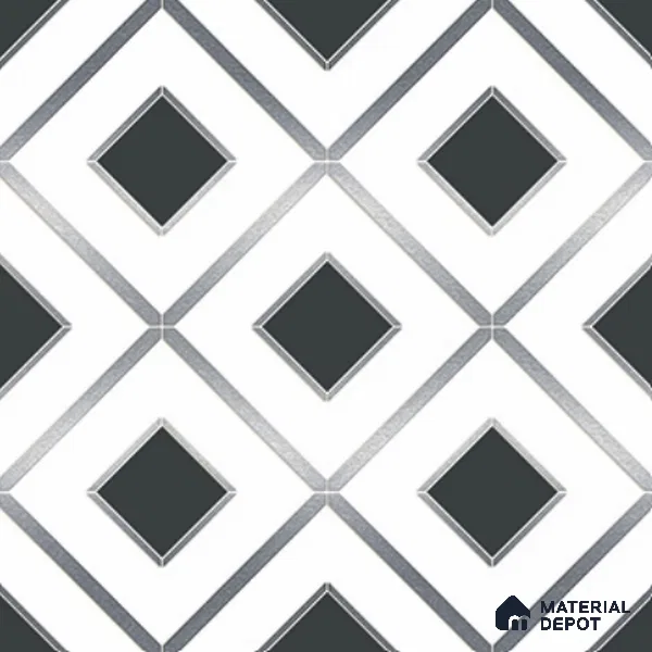 Multifired Moroccan Wall Tile TL 11772 | 1 ft x 1 ft Ceramic Metallic Glue Matte Tile - 9 mm | Suitable For Bathroom, Dining Area, Kitchen