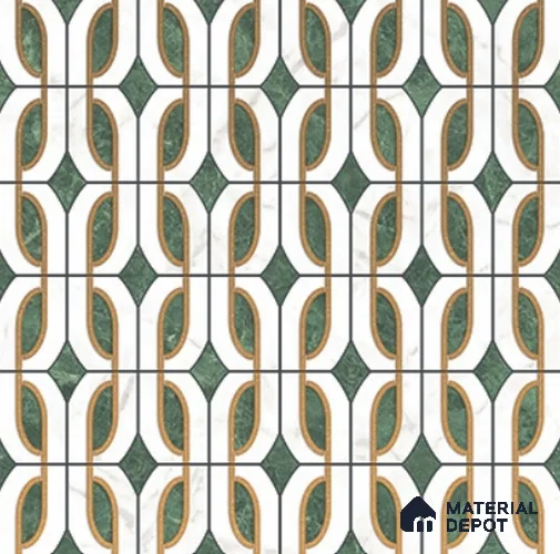 Multifired Moroccan Wall Tile TL 11780 | 1 ft x 1 ft Ceramic Metallic Glue Matte Tile - 9 mm | Suitable For Bathroom, Dining Area, Kitchen