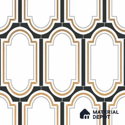 Multifired Moroccan Wall Tile TL 11778 | 1 ft x 1 ft Ceramic Metallic Glue Matte Tile - 9 mm | Suitable For Bathroom, Dining Area, Kitchen