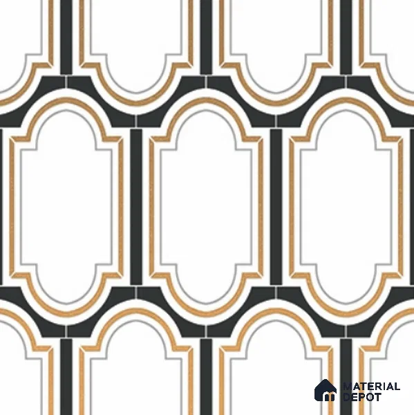Multifired Moroccan Wall Tile TL 11778 | 1 ft x 1 ft Ceramic Metallic Glue Matte Tile - 9 mm | Suitable For Bathroom, Dining Area, Kitchen
