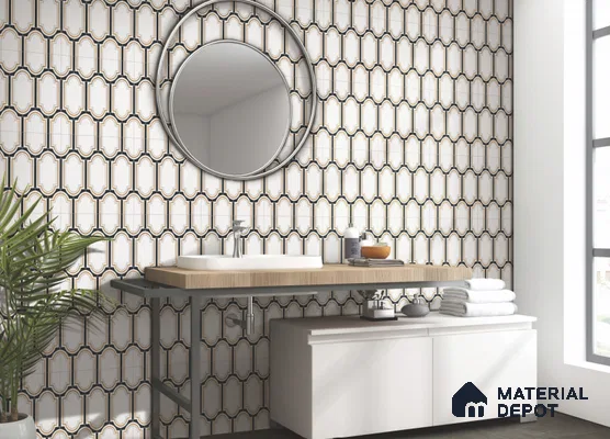 Multifired Moroccan Wall Tile TL 11778 | 1 ft x 1 ft Ceramic Metallic Glue Matte Tile - 9 mm | Suitable For Bathroom, Dining Area, Kitchen