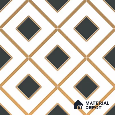 Multifired Moroccan Wall Tile TL 11773 | 1 ft x 1 ft Ceramic Metallic Glue Matte Tile - 9 mm | Suitable For Bathroom, Dining Area, Kitchen