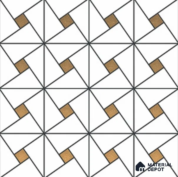 Multifired Moroccan Wall Tile TL 11777 | 1 ft x 1 ft Ceramic Metallic Glue Matte Tile - 9 mm | Suitable For Bathroom, Dining Area, Kitchen