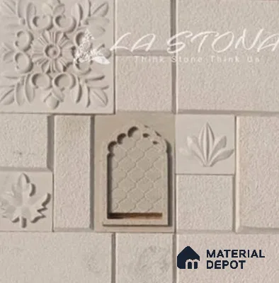 WL 00451 Cloud Crema Natural Stone Wall Cladding | Set Contains Mixed Sizes of 300x300, 300x150, 150x150 mm | Coverage Area 8 Sq. Ft. | Stone is a Natural Product, Please Expect Variation in Shades