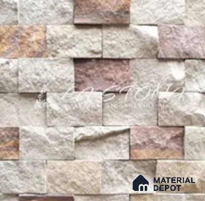 WL 00452 Crema Giallo Natural Stone Wall Cladding | 150x75 mm | Coverage Area 1 Sq. Ft. | Stone is a Natural Product, Please Expect Variation in Shades