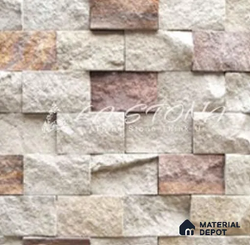 WL 00452 Crema Giallo Natural Stone Wall Cladding | 150x75 mm | Coverage Area 1 Sq. Ft. | Stone is a Natural Product, Please Expect Variation in Shades