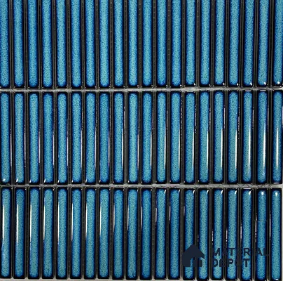 Mosaic Wall Tile TL 03499 Dark Blue Strip 284x295 mm Glossy Finish Porcelain Tile - 8 mm (Sample)