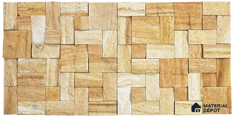 WL 00093 Golden Rock 300 x 300 mm Natural Stone Wall Cladding |  Stone is a Natural Product, Please Expect Variation in Shades