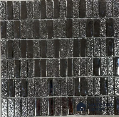 Mosaic Wall Tile TL 03502 Silver Glossy & Silver Tex 300x304 mm (15x48 mm) Glossy Finish Porcelain Tile - 8 mm (Sample)