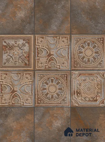 Punch Stone Wall Tile TL 04930 B Imperial Grace Base Amber Dunes 1 ft x 1 ft Ceramic Matte Finish - 9 mm | Suitable for Living Room, Bedroom, Bathroom, Courtyard, Balcony