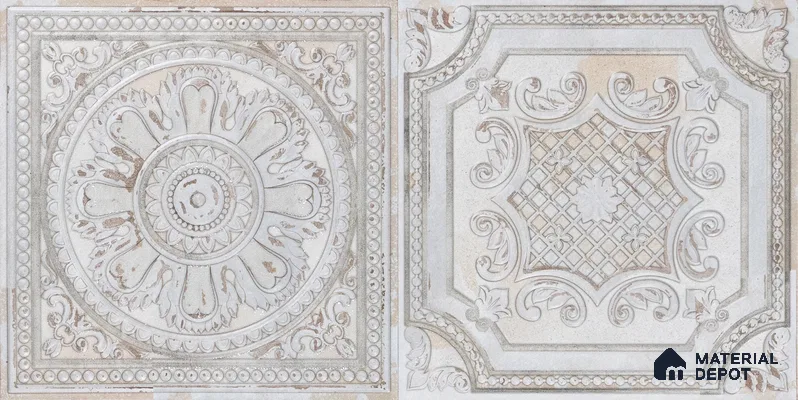 Moroccan Wall Tile TL 04930 E Imperial Grace Decor Magnifique Montana White 1 ft x 1 ft Ceramic Matte Finish - 9 mm | Suitable for Living Room, Bedroom, Bathroom, Courtyard, Balcony | Please Expect a Slight Variation of Pattern