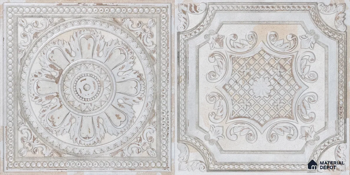 Moroccan Wall Tile TL 04930 E Imperial Grace Decor Magnifique Montana White 1 ft x 1 ft Ceramic Matte Finish - 9 mm | Suitable for Living Room, Bedroom, Bathroom, Courtyard, Balcony | Please Expect a Slight Variation of Pattern