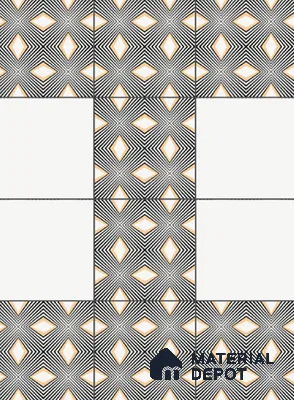 Plain Pastel Wall & Floor Tile TL 04924 B Base & Bloom Base White Venatino 1 ft x 1 ft Ceramic Matte Finish - 9 mm | Suitable for Living Room, Bedroom, Bathroom, Courtyard, Balcony