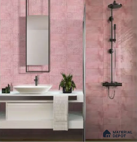 Subway Wall Tile TL 04969 E Colores Decor Greta Pink Base 12 x 4 inch Ceramic Glossy Finish - 7.5 mm | Suitable for Highlighter Walls, Foyer, Bathroom, Kitchen Wall & Backsplashes