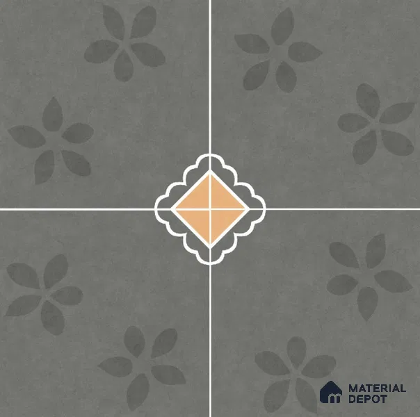 Moroccan Floor & Wall Tile TL 11724 | 8 in x 8 in Vitrified Glue Matte Tile - 9 mm