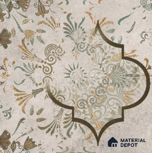 Moroccan Floor & Wall Tile TL 11722 | 8 in x 8 in Vitrified Metallic Glue Matte Tile - 9 mm