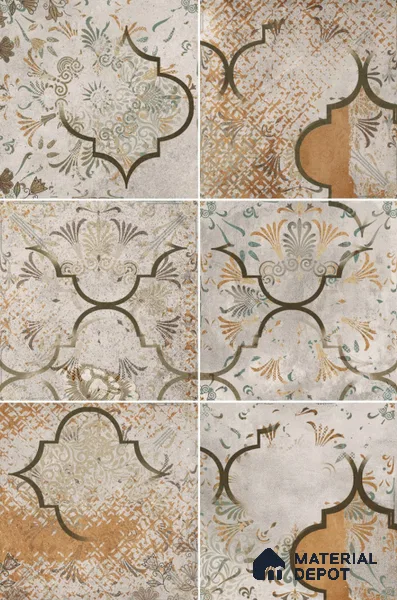 Moroccan Floor & Wall Tile TL 11722 | 8 in x 8 in Vitrified Metallic Glue Matte Tile - 9 mm