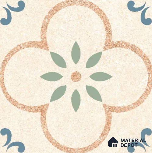 Moroccan Floor & Wall Tile TL 11729 | 8 in x 8 in Vitrified Glue Matte Tile - 9 mm