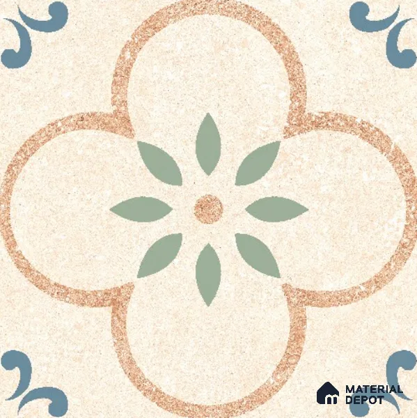 Moroccan Floor & Wall Tile TL 11729 | 8 in x 8 in Vitrified Glue Matte Tile - 9 mm