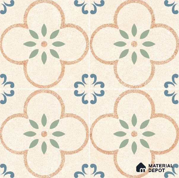 Moroccan Floor & Wall Tile TL 11729 | 8 in x 8 in Vitrified Glue Matte Tile - 9 mm
