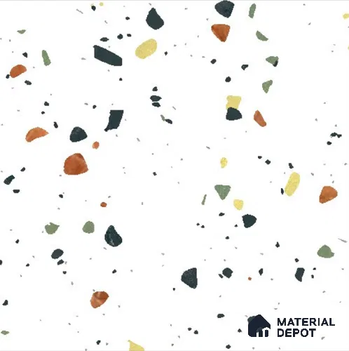 Terrazzo Floor & Wall Tile TL 11733 B | 8 in x 8 in Vitrified Carving Matte Tile - 9 mm