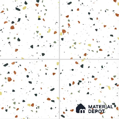 Terrazzo Floor & Wall Tile TL 11733 B | 8 in x 8 in Vitrified Carving Matte Tile - 9 mm