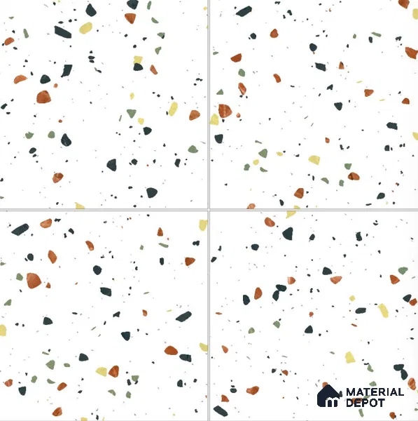 Terrazzo Floor & Wall Tile TL 11733 B | 8 in x 8 in Vitrified Carving Matte Tile - 9 mm