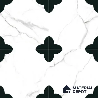 Moroccan Floor & Wall Tile TL 11735 | 8 in x 8 in Vitrified Carving Matte Tile - 9 mm