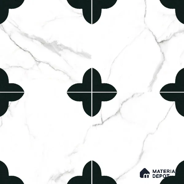 Moroccan Floor & Wall Tile TL 11735 | 8 in x 8 in Vitrified Carving Matte Tile - 9 mm