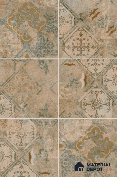 Moroccan Floor & Wall Tile TL 11723 | 8 in x 8 in Vitrified Metallic Glue Matte Tile - 9 mm