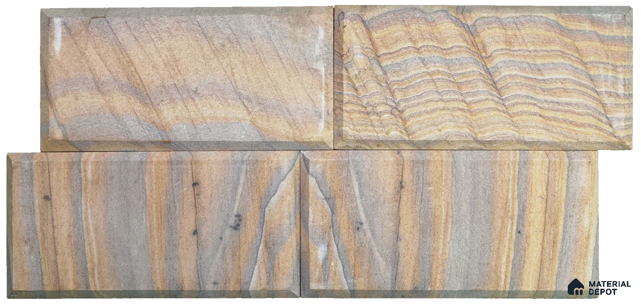 WL 00116 Rainbow 01 150 x 300 mm Natural Stone Wall Cladding | 1 Sq. Ft. = 2 Pieces |  Stone is a Natural Product, Please Expect Variation in Shades
