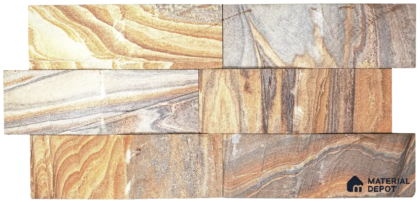 WL 00117 Rainbow 09 100 x 300 mm Natural Stone Wall Cladding | 1 Sq. Ft. = 3 Pieces |  Stone is a Natural Product, Please Expect Variation in Shades