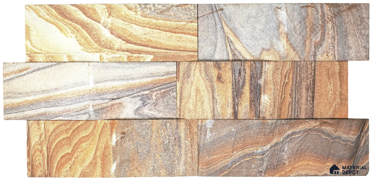 WL 00117 Rainbow 09 100 x 300 mm Natural Stone Wall Cladding | 1 Sq. Ft. = 3 Pieces |  Stone is a Natural Product, Please Expect Variation in Shades