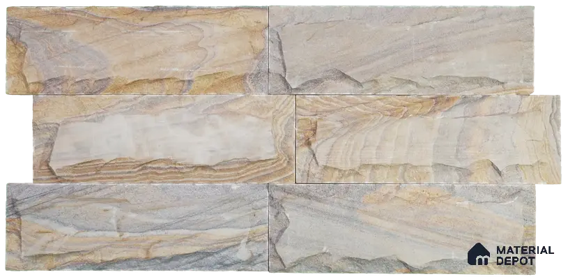 WL 00150 Ruby Chizel 100 x 300 mm Natural Stone Wall Cladding | 1 Sq. Ft. = 3 Pieces |  Stone is a Natural Product, Please Expect Variation in Shades