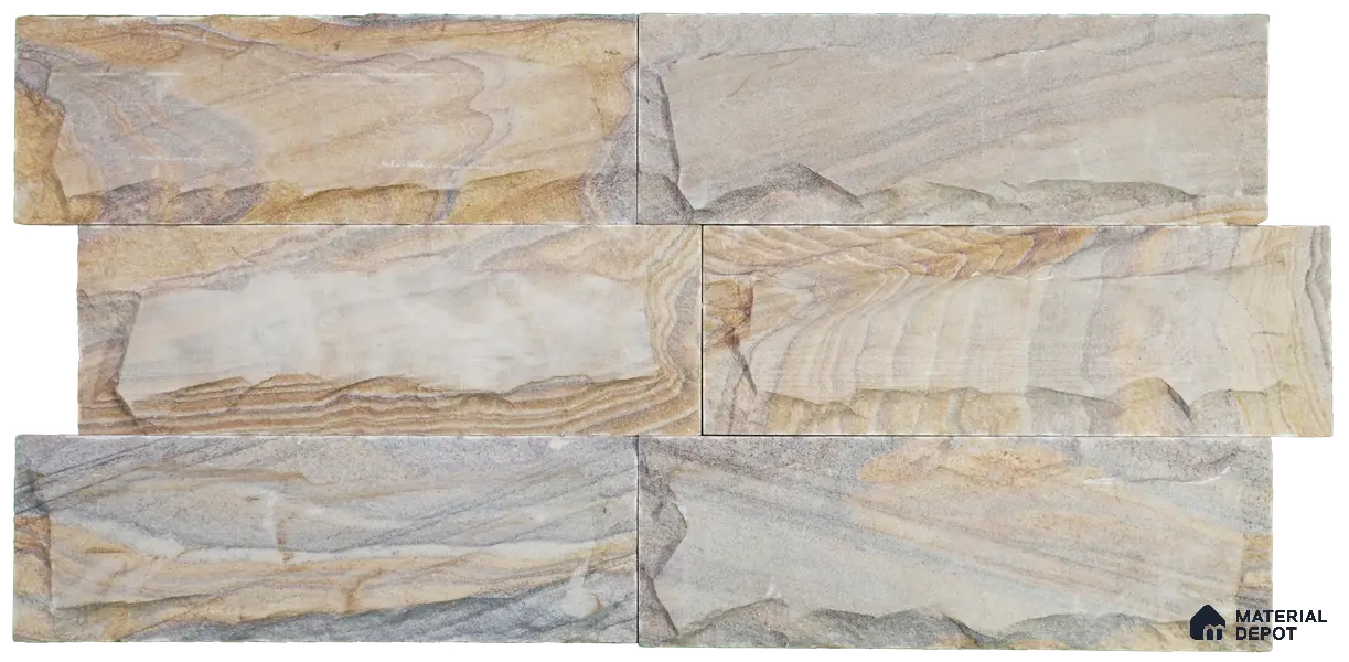WL 00150 Ruby Chizel 100 x 300 mm Natural Stone Wall Cladding | 1 Sq. Ft. = 3 Pieces | Stone is a Natural Product, Please Expect Variation in Shades