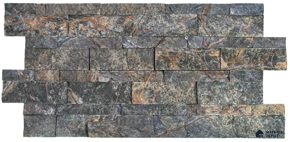 WL 00128 Safari Green 600 x 150 mm Natural Stone Wall Cladding | Stone is a Natural Product, Please Expect Variation in Shades