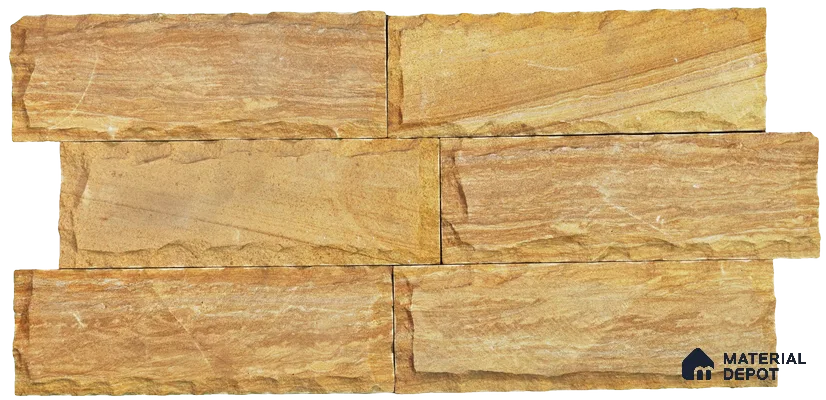 WL 00134 Teak Chizel 100 x 300 mm Natural Stone Wall Cladding | 1 Sq. Ft. = 3 Pieces |  Stone is a Natural Product, Please Expect Variation in Shades