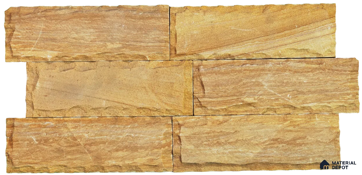 WL 00134 Teak Chizel 100 x 300 mm Natural Stone Wall Cladding | 1 Sq. Ft. = 3 Pieces |  Stone is a Natural Product, Please Expect Variation in Shades