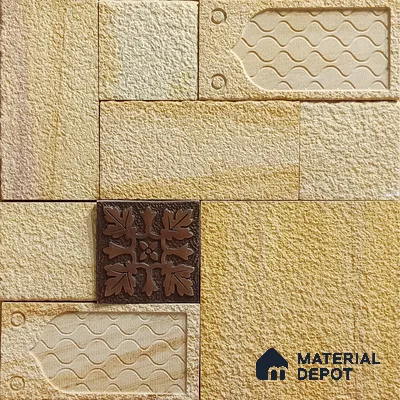 WL 00180 Teak Jewel Cladding Natural Stone Wall Cladding | Set Contains Mixed Sizes of 300x300, 300x150, 150x150 mm | Coverage Area 8 Sq. Ft. |  Stone is a Natural Product, Please Expect Variation in Shades