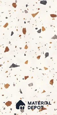 Terrazzo Floor & Wall Tile TL 06131 Gravity Bianco Royal 4 ft x 2 ft Vitrified Carving Matte Finish - 9 mm | 4 Random Design | Suitable For Living Room, Bedroom, Bathroom, Kitchen