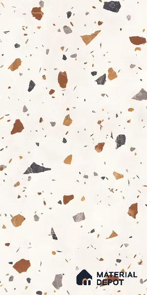 Terrazzo Floor & Wall Tile TL 06131 Gravity Bianco Royal 4 ft x 2 ft Vitrified Carving Matte Finish - 9 mm | 4 Random Design | Suitable For Living Room, Bedroom, Bathroom, Kitchen